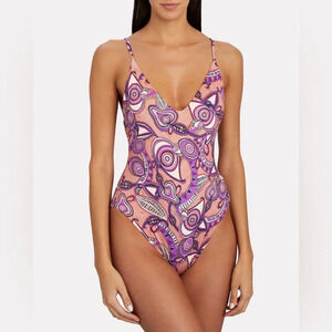 NWT A.LC. Cleo Printed One-Piece Swimsuit, size Large